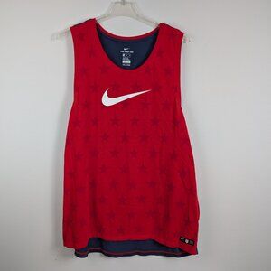 Nike USA Top Mens XXL Red Blue Dri Fit Athletic Cut Soccer Muscle Tank Shirt